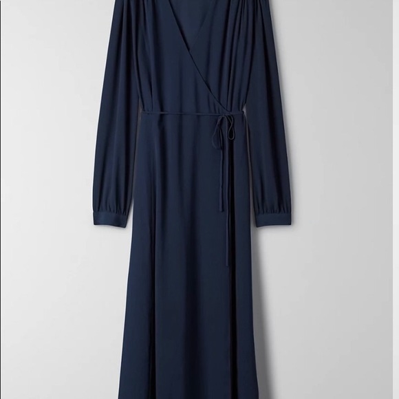 SOLD - NWT Aritzia Babaton Vermut Dress Long-sleeve wrap dress pure indigo xxs - Picture 4 of 8